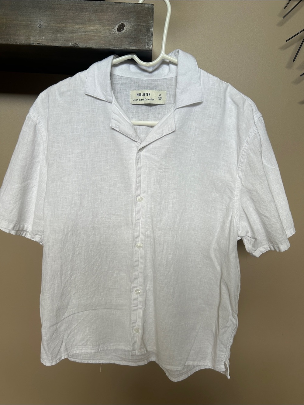 Hollister Men’s BOXY SHORT-SLEEVE LINEN-BLEND SHIRT Sz XS